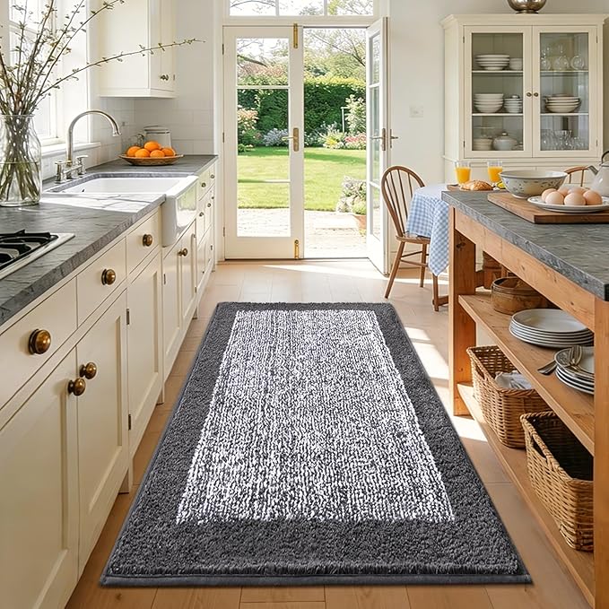 48x32 Large Bathroom Rugs Washable Non Slip, Grey Bath Mat for Bathroom Floor Tub, Soft Absorbent Quick Dry Mats for Shower, Bathtub,Home Decor