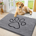 Smiry Dog Door Mat for Muddy Paws, Absorbent Dirt Trapper Non Slip Quick Dry Washable Chenille Mat for Mud Dogs, Entry Rug for Indoor and Outdoor (36x24 Inches, Grey and Black)