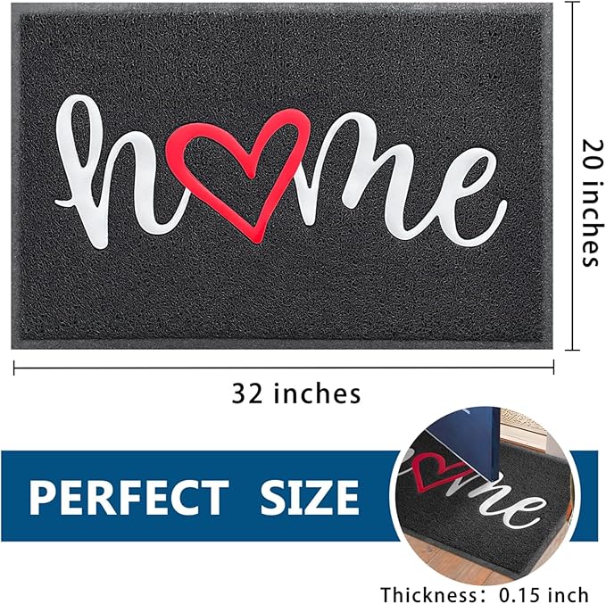 EARTHALL Door Mat Outside Inside Home Doormat, 32"x20", Durable Floor Mat Non Slip Mat Ultra Absorb Mud Easy Clean Front Doormat for Garage, Entryway, Patio, High Traffic Areas, Black