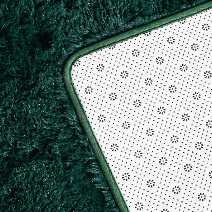 Deerhoo Soft Deep Green Area Rug Shaggy Rugs Fluffy Carpets for Living Room Bedroom Girls Room Nursery Home Decor, 4 X 6 Dark Green Tie-Dyed Plush Fuzzy Rugs, Shag Indoor Floor Bedside Rug