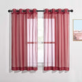 NICETOWN Christmas Sheer Window Curtains for Bedroom - Ring Top Light Weight Diaphanous Voile Drapes for Thanksgiving Day/New Year (54" W x 45" L, Haute Red, 2 Panels)