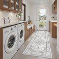 Madane Washable Runner Rug - 2x6 Rug Runners for Hallways 6 Foot Non Slip Vintage Kitchen Runner Rug Ultra-Thin Bathroom Runner Rugs Carpet Laundry Room Bedroom (2x6ft, Grey)