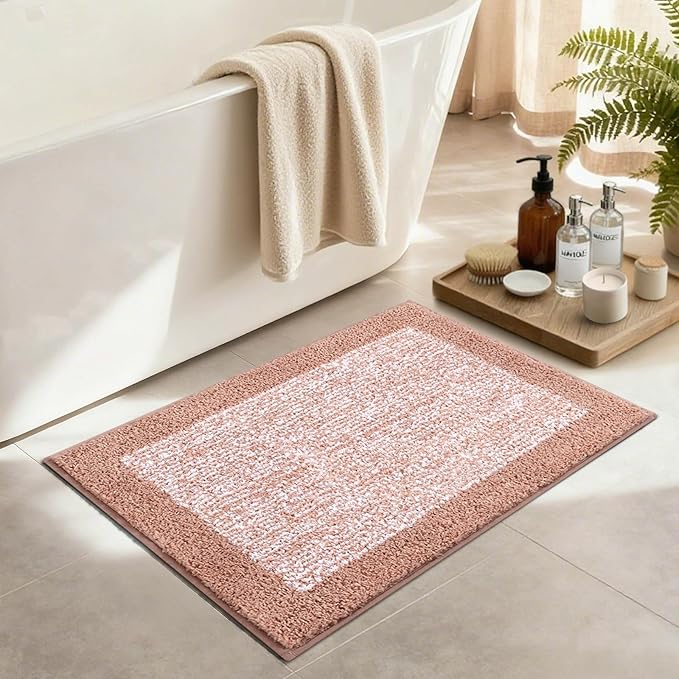 Bathroom Rugs 30x20 Non Slip Washable, Pink Bath Mat for Bathroom Floor Tub, Soft Absorbent Quick Dry Mats for Shower, Bathtub,Home Decor