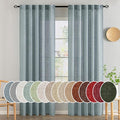 MIULEE Dusty Blue Linen Curtains 84 Inch Length 2 Panels for Bedroom Living Room, Soft Thick Linen Textured Window Drapes Semi Sheer Light Filtering Back Tab Rod Pocket Burlap Look Light Blue Decor