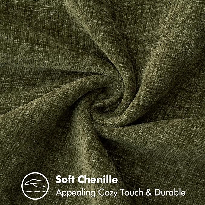 MIULEE Pack of 2 Couch Throw Pillow Covers 12x20 Inch Olive Green Farmhouse Decorative Pillow Covers with Stitched Edge Soft Chenille Solid Dyed Spring Pillow Covers for Sofa Bed Living Room