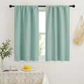 RYB HOME Blackout French Door Window Curtain Covering, Rod Pocket Thermal Insulated Privacy Non See Through Drapes for Bathroom Window, Width 29 by Length 45, Aqua, 2 Panels