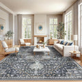 AMADA HOMEFURNISHING 10x14 Washable Area Rug, Low-Profile Large Area Rug with Non-Slip Backing & Durable Edge Binding, Vintage Large Rugs for Living Room, Bedroom & Dining Room