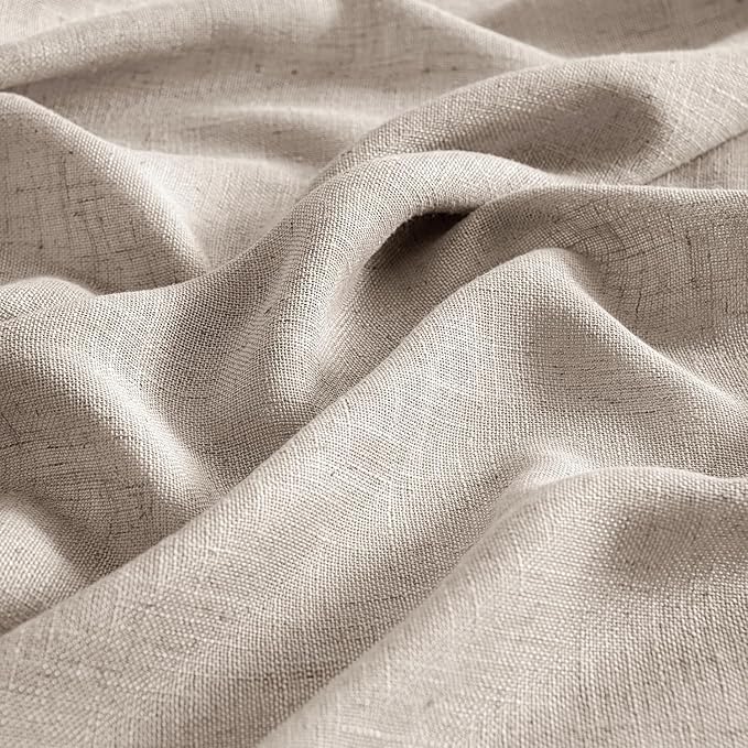 MIULEE Natural Linen Curtains 108 Inches Long 2 Panels for Bedroom Living Room, Soft Linen Textured Window Drapes Semi Sheer Light Filtering Back Tab Rod Pocket Farmhouse Modern Burlap Look Decor