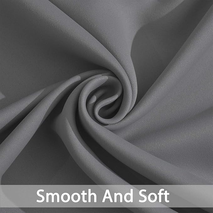 Yakamok Gray Blackout Curtains Room Darkening Thermal Insulated with Grommet Window Curtain for Bedroom, 52Wx108L inch, Grey, 2 Panels