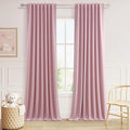 Guken 100% Blackout Curtains 102 Inch Length 2 Panels Set for Living Room Bedroom Back Tab Thermal Insulated Black Out Linen Drapes Room Darkening Rose,52x102