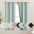 NICETOWN 100% Absolutely Blackout Linen Curtains with Thermal Insulated White Liner, Seafoam Green, 42 inches Wide, 63 inches Length Energy Saving Curtains for Kitchen 2 Panels Set, Vertical Blinds