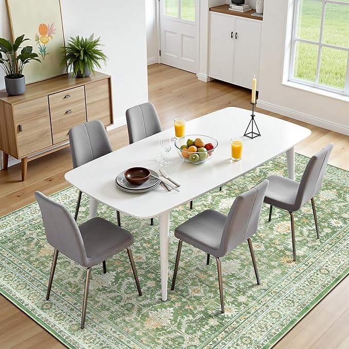 Lofus 6x9 Area Rug for Living Room,Light Green Washable Area Rugs with Non-Slip Backing,Soft Boho Carpets for Bedroom Dining Room Home Office Indoor Nursery
