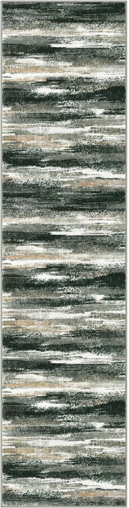 Lansny Modern Abstract Hallway Runner Rug, Forest Green Washable Kitchen Runner Non-Slip Soft 2x8 Runner Rug Thin Print Faux Wool Carpet for Entryway Bedroom Laundry Room Indoor
