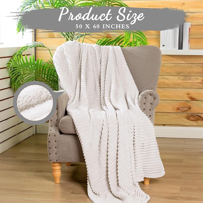 Buryeah 6 Pcs Flannel Throw Blanket Bulk 50 x 60 in Sleepover Blanket Outdoor Wedding Throw Lightweight, Oeko-tex Standard 100 Certified for Sofa Homeless Gifts (Cream White)