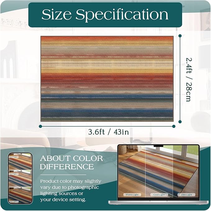 Modern Outdoor Rug - 28" x 43" Front Door Mat Indoor Outside Entrance Non-Slip Washable Outdoor Mat Rust Ombre Entry Rug for Entryway Kitchen Bedroom Layered Doormat for Front Porch Decor