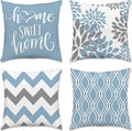 Hexagram Geometric Aqua Blue Pillow Covers 18x18 Set of 4, Decorative Outdoor Boho Modern Throw Pillow Covers, Home Sweet Home Farmhouse Cushion Case for Couch Sofa Bedroom Indoor Decor(No Insert)