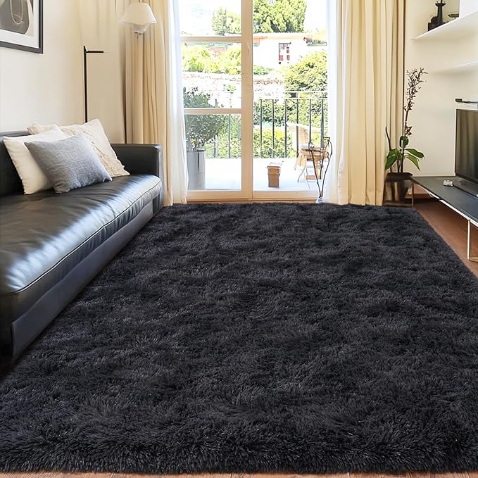 Rugs for Bedroom 4x6, Soft Shaggy Modern Shag Area Rug for Living Room, Upgrade Non-Slip Plush Fluffy Carpet for Kids Boys Girls Room Home Decor Aesthetic, Charcoal Gray