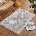 Goolela Grey Fluffy Fuzzy Furry Rug 2x3 Gray Faux Sheepskin Fur Rug for Bedroom Living Room Dorm Small Soft Bedside Carpet Plush Washable Rectangle
