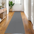 KOZYFLY Runners for Hallways 2x8 ft Washable Kitchen Runner Non Slip Rubber Backed Hall Runners Cotton Entryway Runner Rugs Floor Carpet for Indoor Backdoor Bedroom Kitchen, Grey/Dark Grey