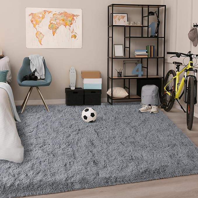 Chicrug Soft Area Rugs for Bedroom Living Room Plush Fluffy Rug 4x6 Feet, Shag Furry Area Rug Carpet Non Shedding for Nursery Children Kids Girls Room Home Decorative, Grey
