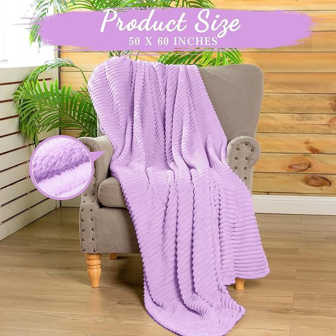 Buryeah 6 Pcs Flannel Throw Blanket Bulk 50 x 60 in Sleepover Blanket Outdoor Wedding Throw Lightweight, Oeko-tex Standard 100 Certified for Sofa Homeless Gifts (Lavender Purple)