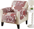 Great Bay Home Reversible Patchwork Chair Cover - Washable Slipcover Furniture Protector with Elastic Straps - Perfect for Kids & Pets - Box-Stitched Detail (Burgundy)