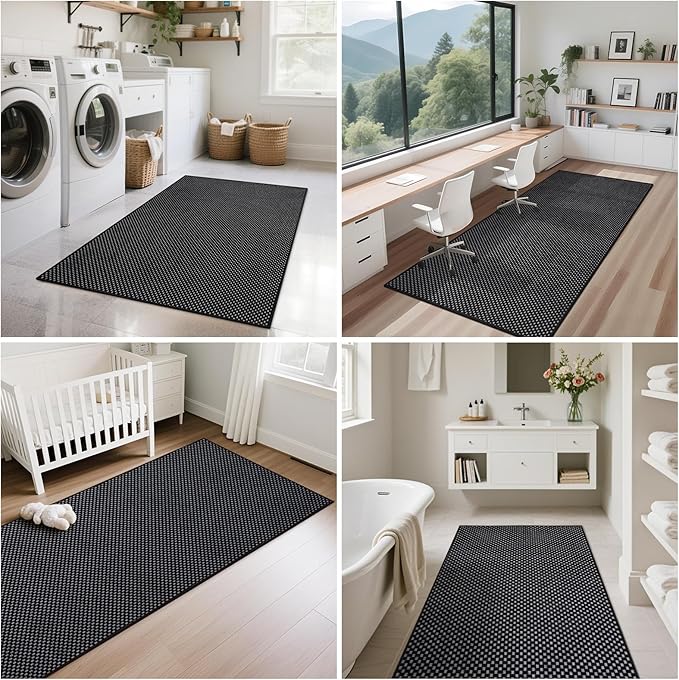 YDKGL 2x5 ft Hallway Runner Rug Boho Woven Washable Long Kitchen Runner Rugs Mat Non Slip, Soft Entryway Laundry Hall Runner Floor Carpet for Indoor Backdoor Bedroom Kitchen Living Room, Black