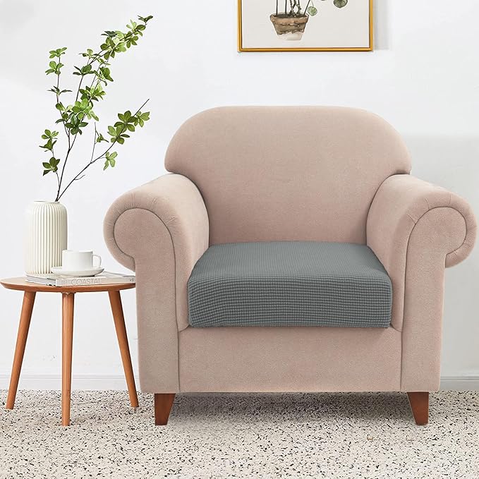 Water Repellent Sofa Cushion Slipcovers, Stretch Seat Cushion Covers Sofa Covers for Living Room Furniture Protector, Thick Jacquard Textured Twill Fabric (Small, Dove Grey)
