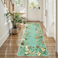 Rugflix 2x6 Runner Rug for Hallway, Washable Kitchen Runner Non Slip, Soft Low Pile Entryway Carpet, Vintage Floral Stain Resistant Long Laundry Room Rugs for Bedroom, Stairs