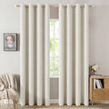 MIULEE Linen Texture Curtains for Bedroom Solid 100% Blackout Thermal Insulated Linen Beige Curtains Grommet Room Darkening Drapes for Living Room Nursery 52x108 Inch (2 Panels)