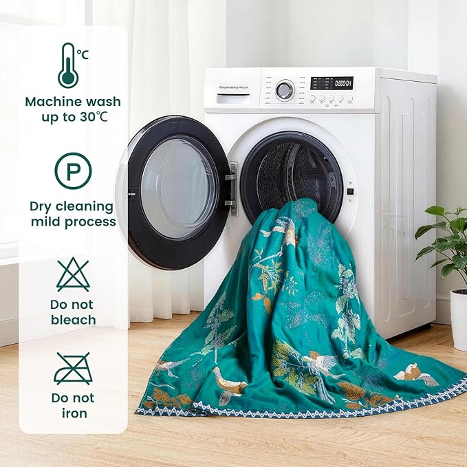 MSGKV The Boho Layer: 50"x60" Cotton Throw Blanket – Lightweight & Reversible Aviary Botanical Pattern, Decorative Accent for Couch Snuggles, Bed Layers & Road Trips