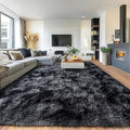 Pionblank 9x12 Area Rug, Large Area Rug for Living Room, Shag Rug for Bedroom, Soft Furry Non Slip Carpet for Kids Room Nursery Teens Dorm Home Decor, Dark Grey