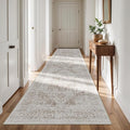 4x12 Washable Hallway Runner Rug - Wide Kitchen Runners Vintage Low Pile Carpet Soft Thin Floor Runner with Rubber Backing for Entryway Bedroom Living Room Home Decor (Cream/Camel)