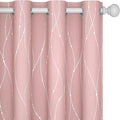 Deconovo Pink Blackout Curtains for Bedroom, Thermal Insulated Soundproof Pravicy Curtain, Silver Wave Dots Print, 52 x 95 Inch Long, Machine Washable Window Panels for Kids Room Nursery, Set of 2