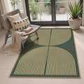 Lahome Enfys Modern Rainbow Easy Jute Entry Rug, 3x5 Washable Outdoor Patio Porch Rug, Farmhouse Non Slip Non Shedding Dark Green Carpet for Dorm Living Room Deck Front Door Kitchen