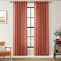 80 inch Linen Terracotta Curtains 2 Panels for Living Room Back Tab Light Filtering Semi Sheer Rust Colored Curtains 80 inches Long Soft Thick Cotton Cloth Textured Rustic Boho Farmhouse Room Decor