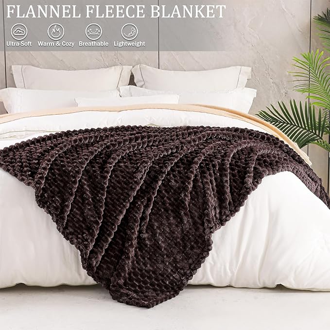 Exclusivo Mezcla Fleece Queen Blanket for Bed, Extra Large Fuzzy Coffee Bed Blankets, Soft Cozy Plush Sofa Throws for All Seasons, 90x90 Inches