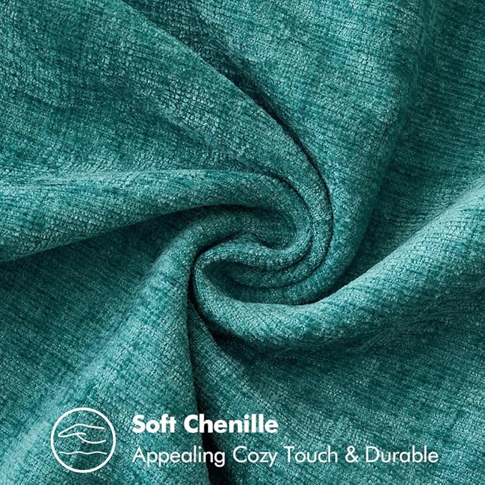 MIULEE Pack of 2 Couch Throw Pillow Covers 18x18 Inch Teal Farmhouse Decorative Pillow Covers with Stitched Edge Soft Chenille Solid Dyed Spring Pillow Covers for Sofa Bed Living Room