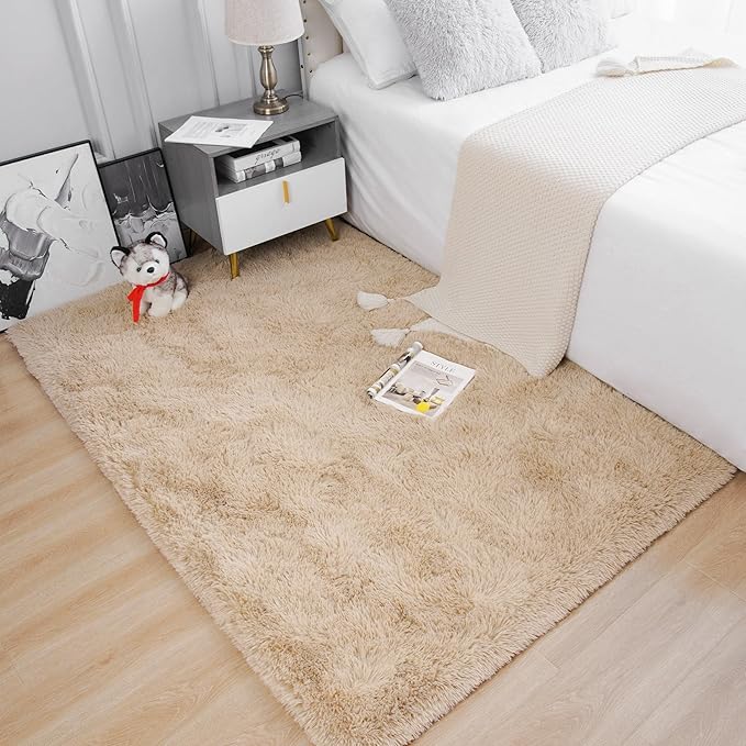 Chicrug Soft Area Rugs for Bedroom Living Room Plush Fluffy Rug 9x12 Feet, Shag Furry Area Rug Carpet Non Shedding for Nursery Children Kids Girls Room Home Decorative, Camel