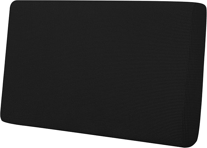 Easy-Going Stretch Loveseat Cushion Cover Sofa Cushion Furniture Protector Sofa Seat Sofa Slipcover Sofa Cover Soft Flexibility with Elastic Bottom(Loveseat Cushion, Black)