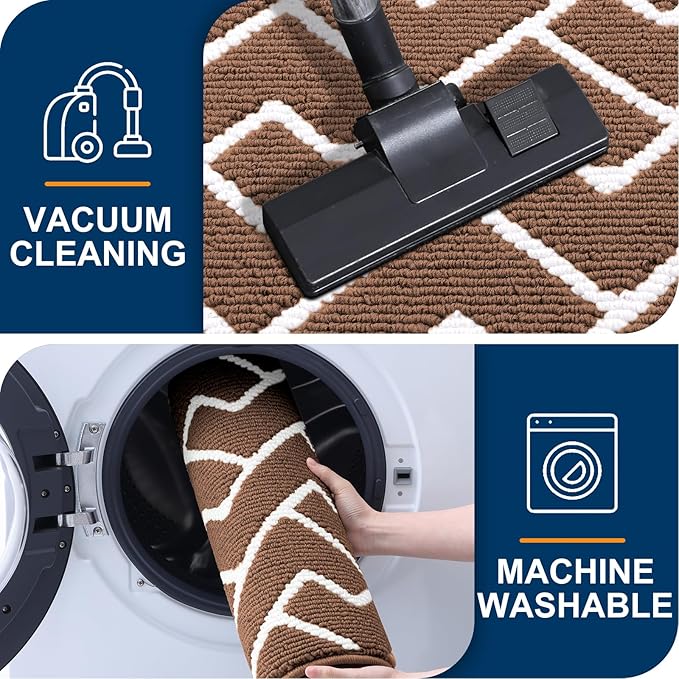 OLANLY Front Door Mat, Non-Slip Rubber Backing, Dirt Resistant and Absorbent, Washable, Easy to Clean Low-Profile Indoor Doormat for Back Door, Entryway, Inside Entrance, 32x20, Coffee