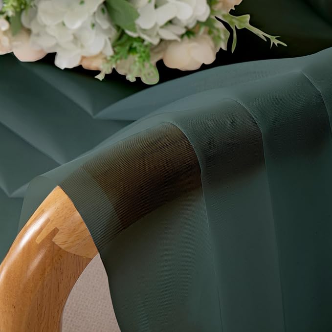 OWENIE Green Sheer Curtains 78 Inches Long for 2 Panels Set for Christmas, Solid Light Filtering Fimly Voile Sheer Curtains for Living Room Bedroom, Hunter Green, 42" x78