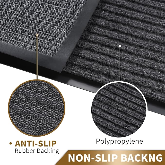 Yimobra Front Door Mat Outdoor Indoor Entrance, 100% Waterproof All-Season All Weather Doormat, Welcome Matt Outside Entry, Non Slip, Low Profile, Heavy Duty Patio Porch Floor Mat,29.5 x 17, Grey