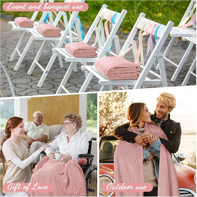 Buryeah 6 Pcs Flannel Throw Blanket Bulk 50 x 60 in Sleepover Blanket Outdoor Wedding Throw Lightweight, Oeko-tex Standard 100 Certified for Sofa Homeless Gifts (Vintage Pink)