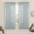 LAMIT Light Filtering Linen Curtains 68 inches Long for Bedroom, Faux Linen Textured Semi Sheer Back Tab and Rod Pocket Modern Drapes for Living Room/Farmhouse, Greyish Blue, 2 Panels, 52 x 68 Inch