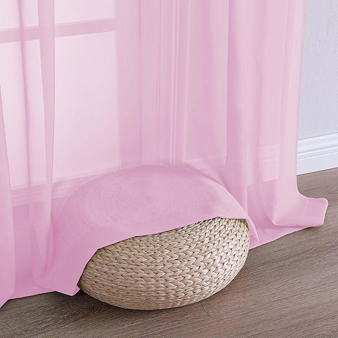 OVZME Light Pink Sheer Curtains 120 Inches Long 2 Panels Set, 59 Inch Extra Wide Soft Airy Lightweight Sheer Curtains for Living Room, Farmhouse Voile Filmy Rod Pocket Drapes, 59Wx120L Inches