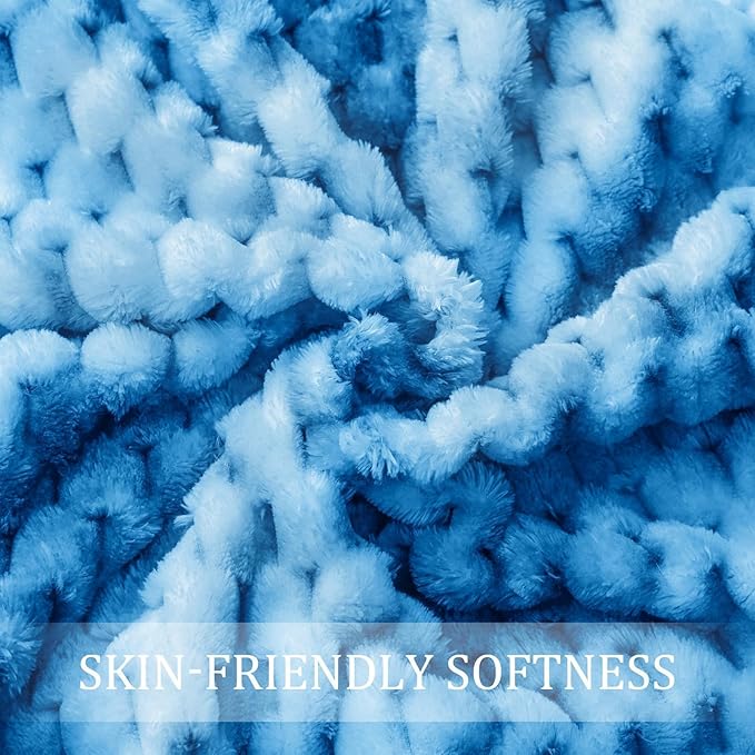 Exclusivo Mezcla Fleece Throw Blanket for Couch, Extra Large Fuzzy Tie-dye Cobalt Blue Bed Blankets, Soft Cozy Plush Sofa Throws for All Seasons, 50x70 Inches