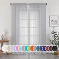 OWENIE Light Grey Sheer Curtains 84 inches Long 2 Panels Set for Bedroom Living Room, Soft Solid Living Room Sheer Curtain, Rod Pocket Light Filtering Farmhouse Curtains, 2 Pcs Each 42“ W x 84" L