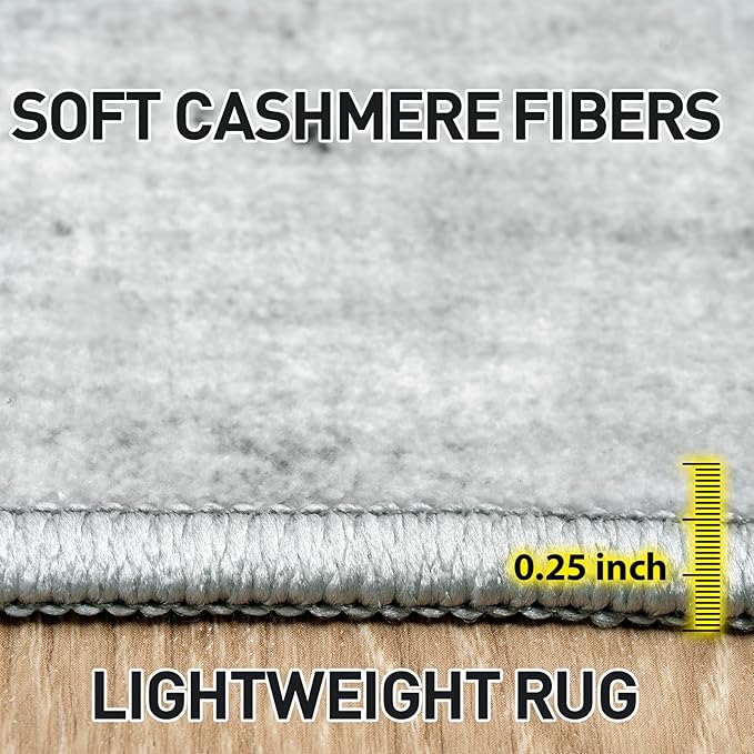 5x7 Area Rugs Washable Rug: Modern Abstract Living Room Rug Soft Anti-Skid Thin Carpet Indoor Floor Non-Shedding Carpets for Bedroom Dining Room Farmhouse Nursery Home Office Black White Grey