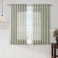 Sage Green Linen Sheer Curtains 54 Inch Length 2 Panel Set Back Tab Rod Pocket Semi Sheer Light Filtering Short Curtain Soft Elegant Aesthetic Small Window Drapes for Bathroom 52x54 Inches Long